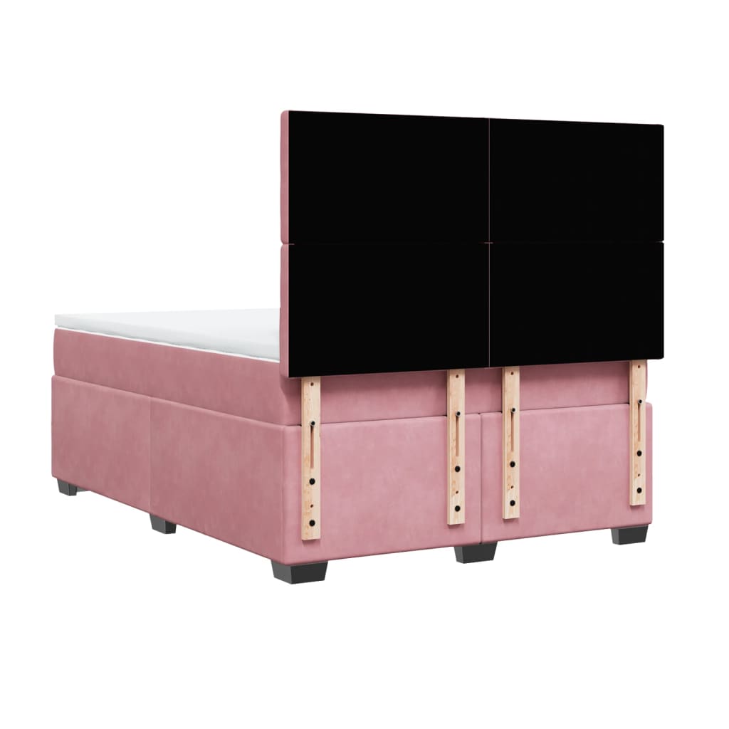 Boxspring met matras fluweel roze 160x200 cm