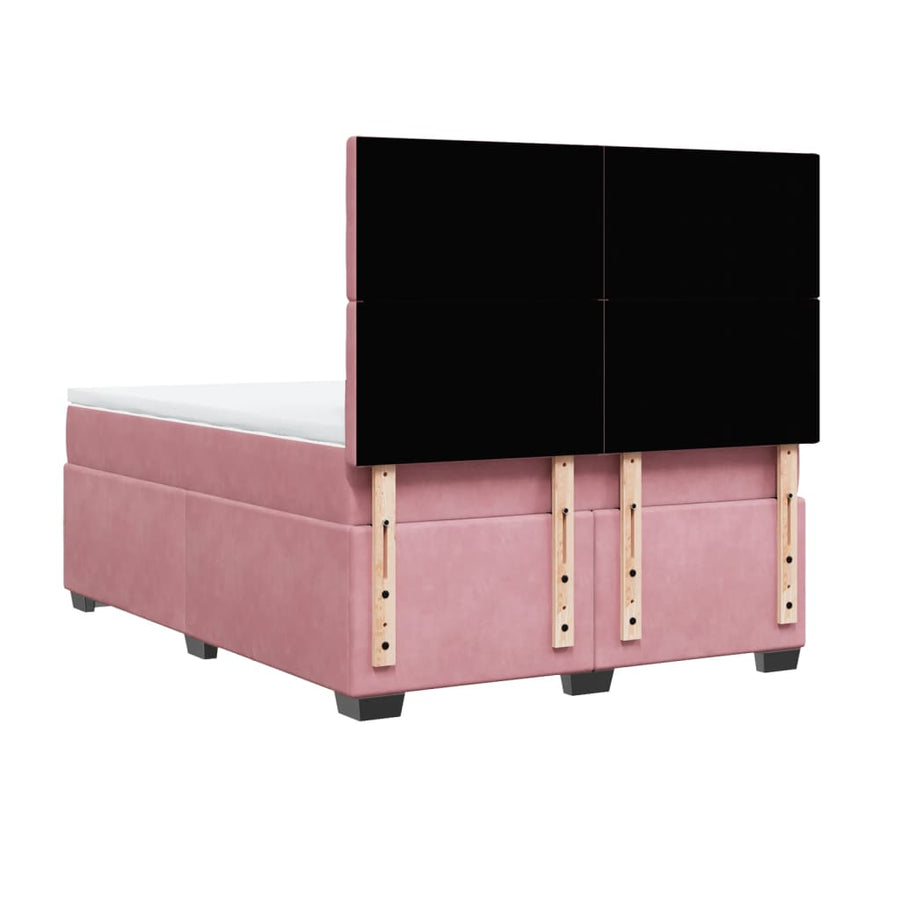Boxspring met matras fluweel roze 160x200 cm