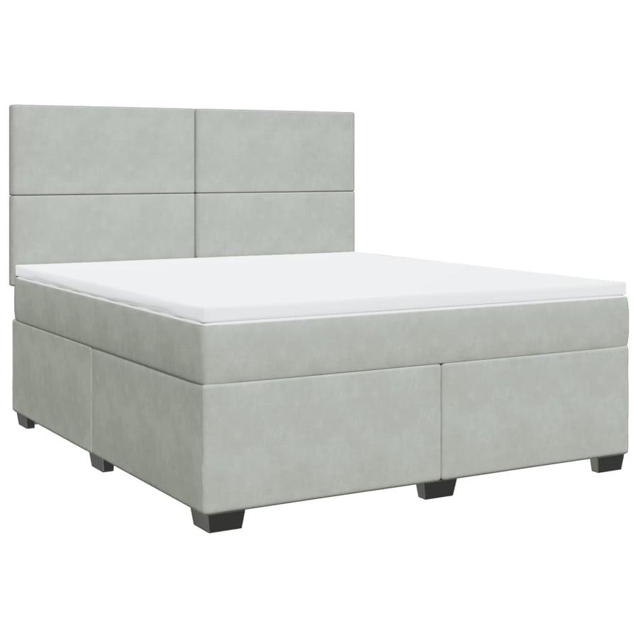 Boxspring met matras fluweel lichtgrijs 180x200 cm