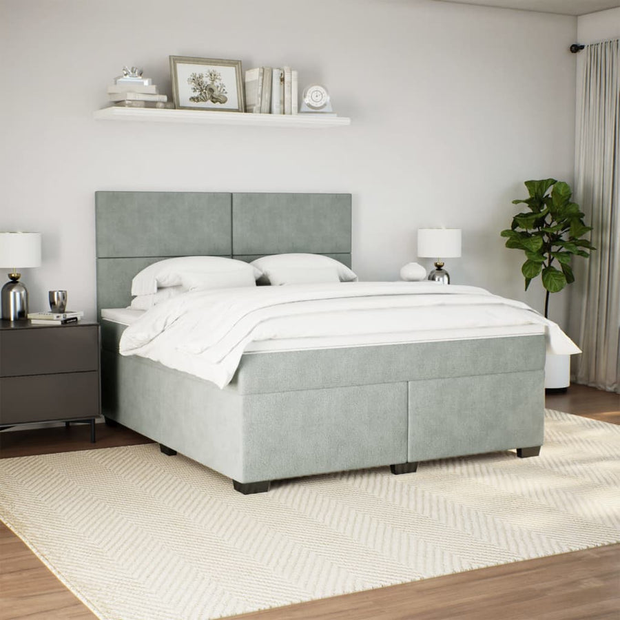 Boxspring met matras fluweel lichtgrijs 180x200 cm