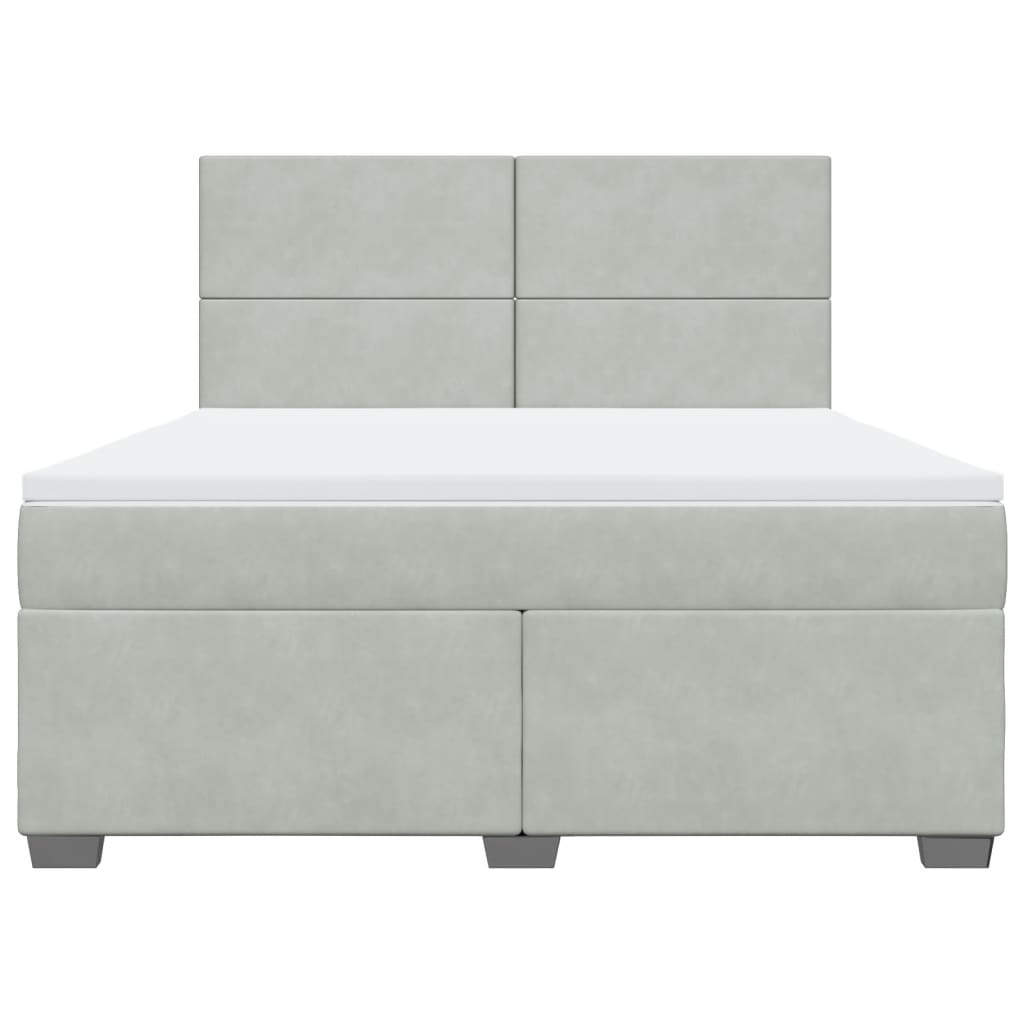 Boxspring met matras fluweel lichtgrijs 180x200 cm