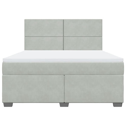 Boxspring met matras fluweel lichtgrijs 180x200 cm