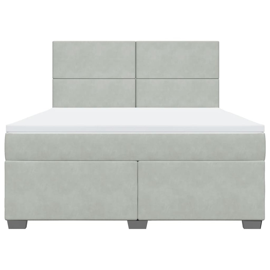 Boxspring met matras fluweel lichtgrijs 180x200 cm