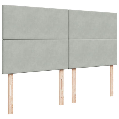 Boxspring met matras fluweel lichtgrijs 180x200 cm