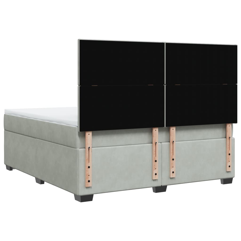 Boxspring met matras fluweel lichtgrijs 180x200 cm