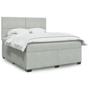Box spring bed with velvet mattress light grey 180x200 cm