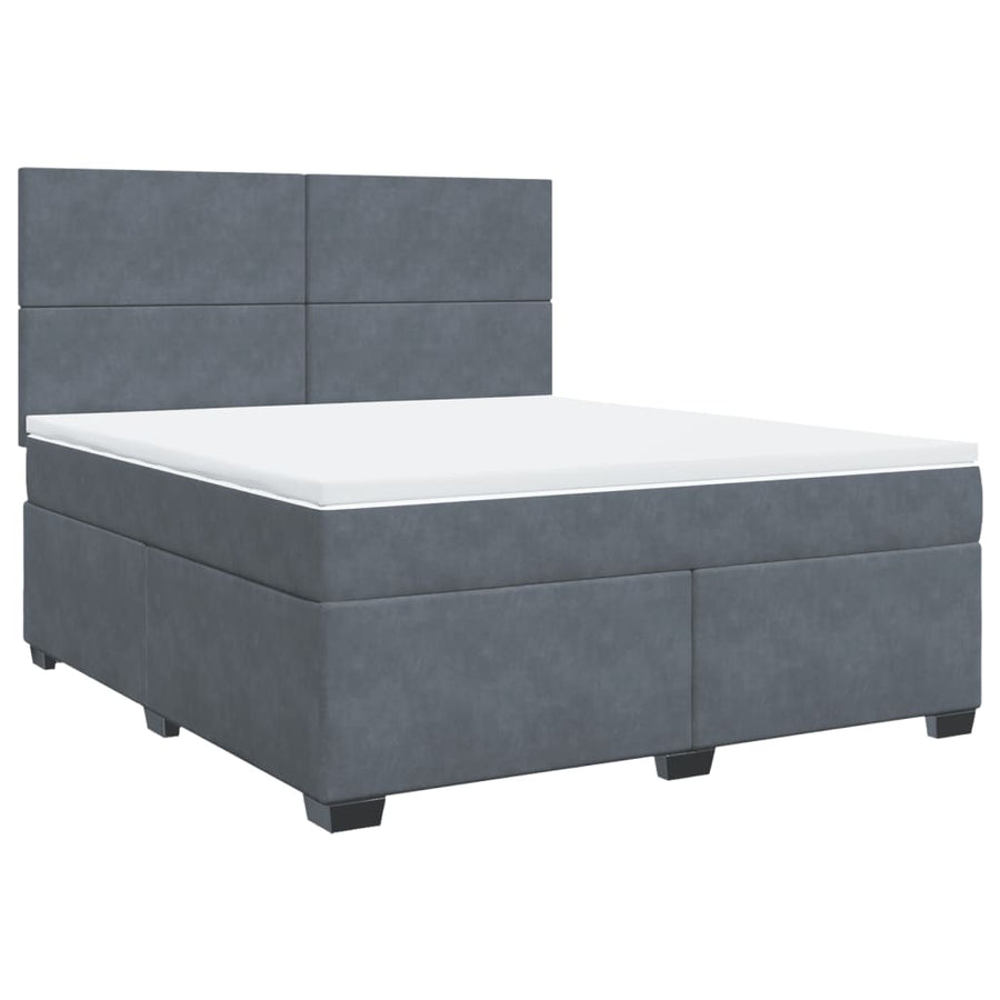 Boxspring met matras fluweel donkergrijs 180x200 cm