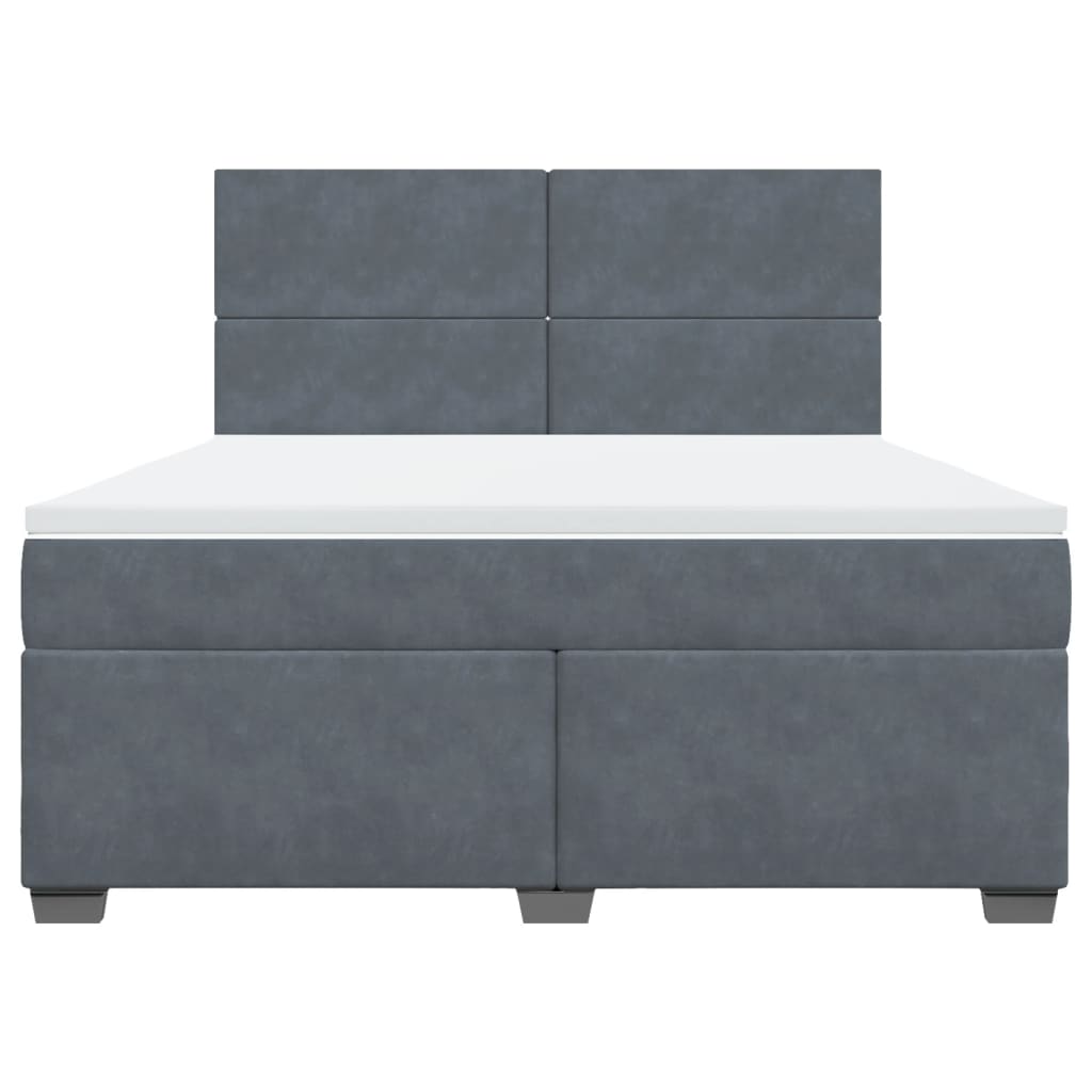 Boxspring met matras fluweel donkergrijs 180x200 cm