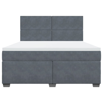Boxspring met matras fluweel donkergrijs 180x200 cm