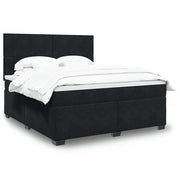 Box spring bed with velvet mattress black 180x200 cm