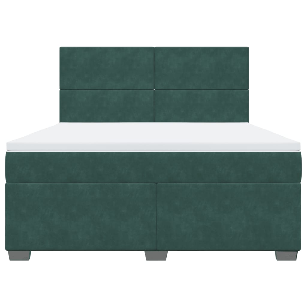 Boxspring met matras fluweel donkergroen 180x200 cm
