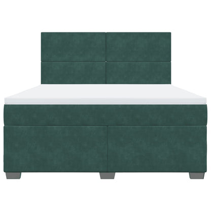 Boxspring met matras fluweel donkergroen 180x200 cm