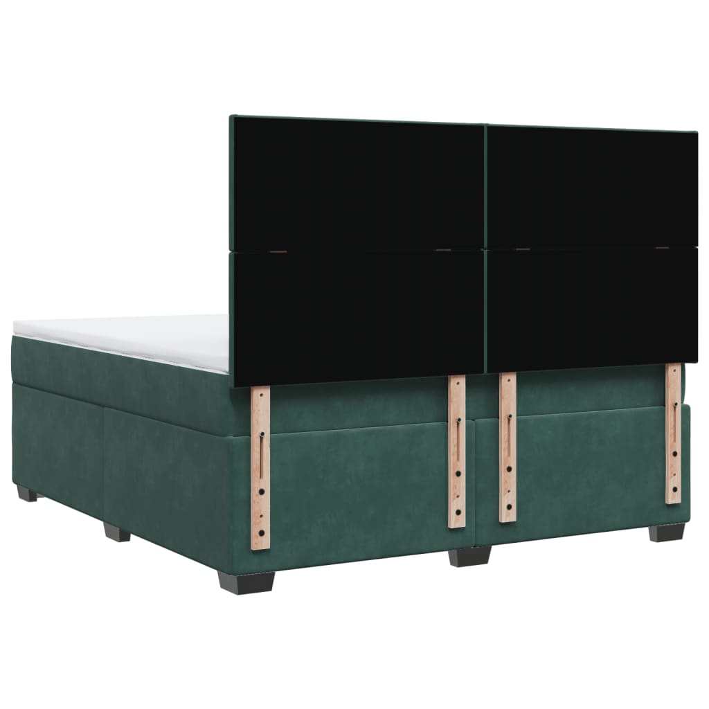 Boxspring met matras fluweel donkergroen 180x200 cm