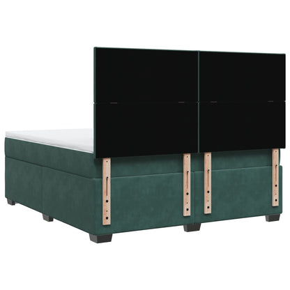 Boxspring met matras fluweel donkergroen 180x200 cm