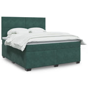 Box spring bed with velvet dark green mattress 180x200 cm
