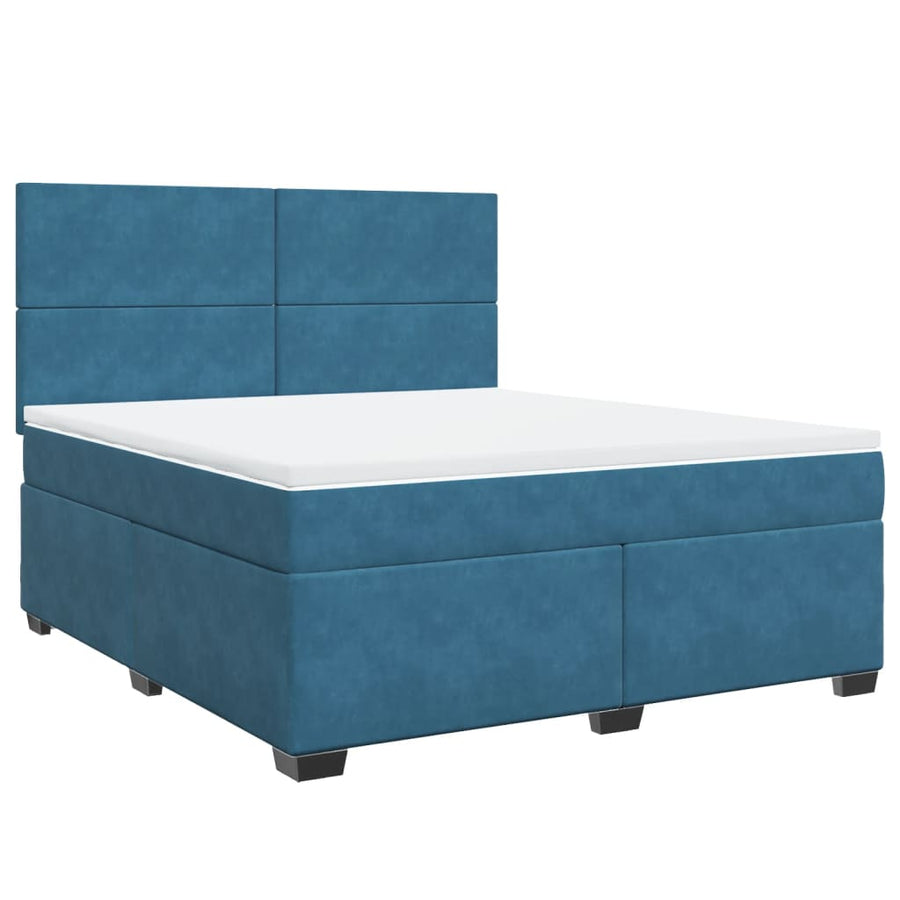 Boxspring met matras fluweel blauw 180x200 cm