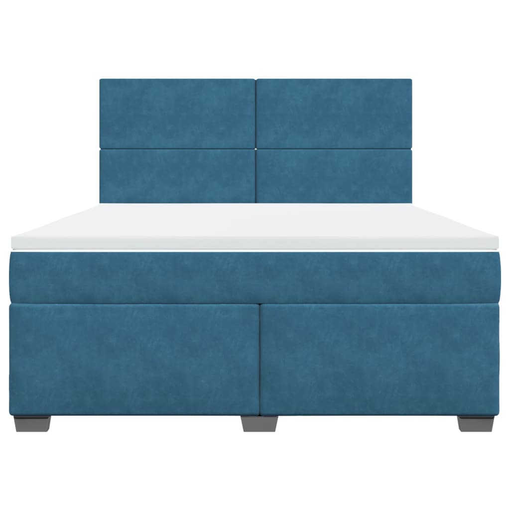 Boxspring met matras fluweel blauw 180x200 cm