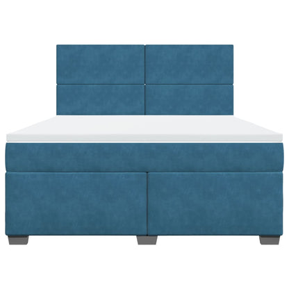 Boxspring met matras fluweel blauw 180x200 cm
