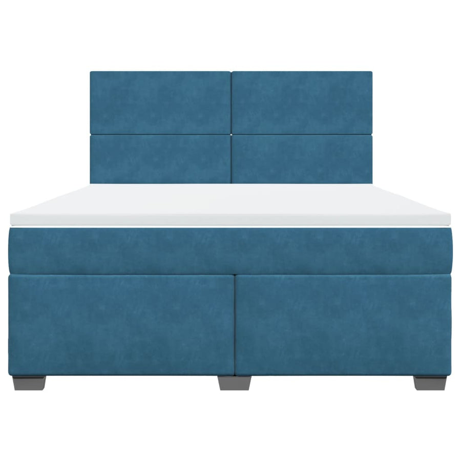 Boxspring met matras fluweel blauw 180x200 cm