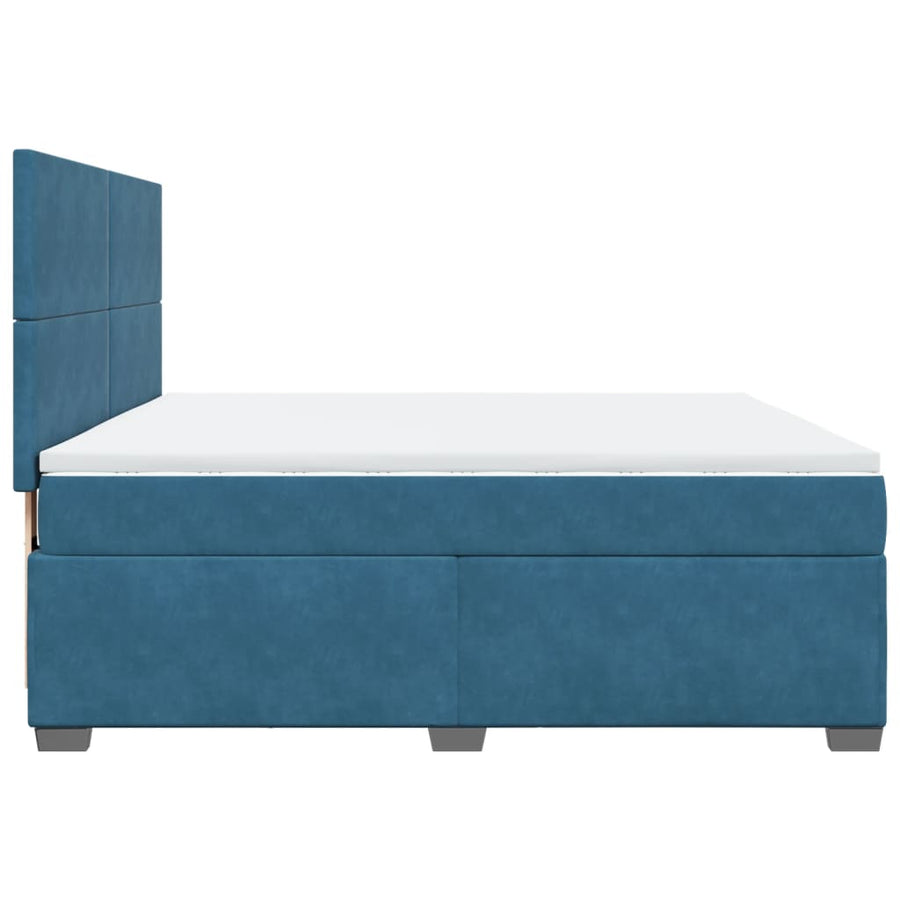 Boxspring met matras fluweel blauw 180x200 cm