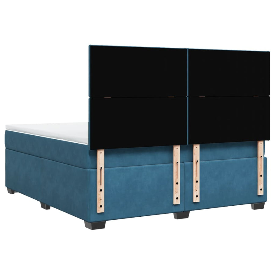 Boxspring met matras fluweel blauw 180x200 cm