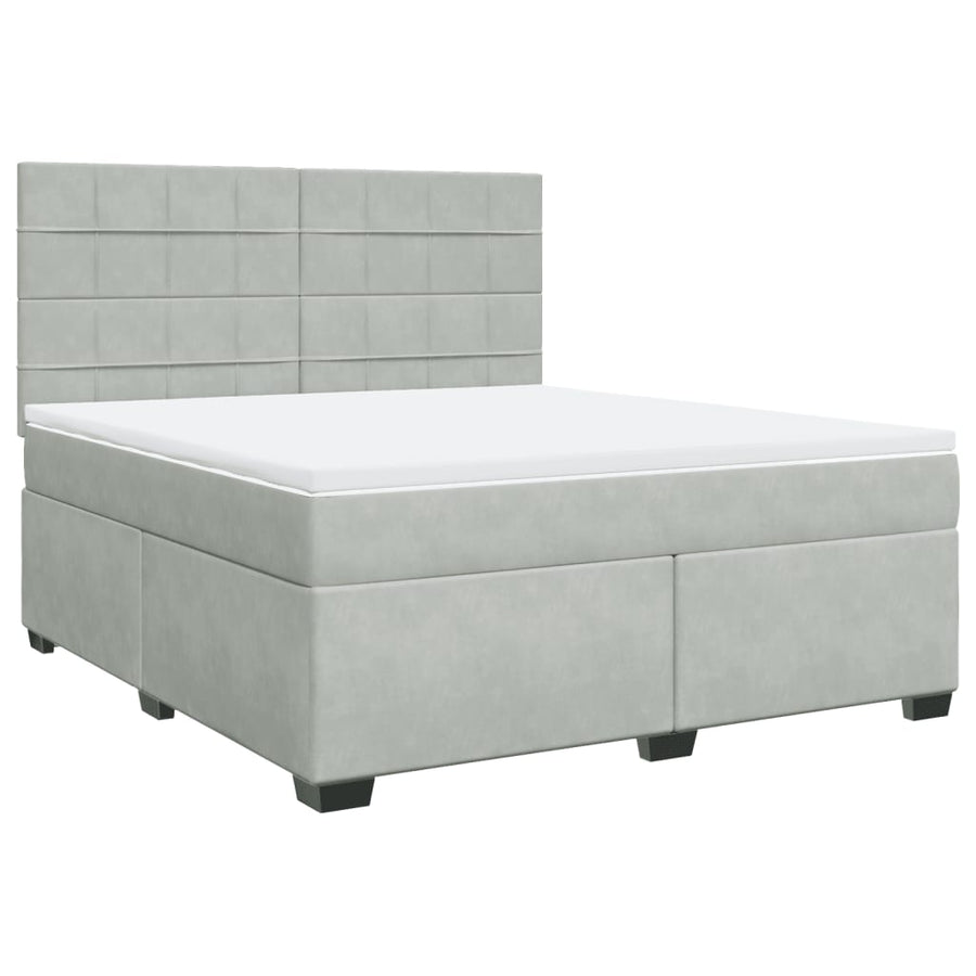 Boxspring met matras fluweel lichtgrijs 180x200 cm