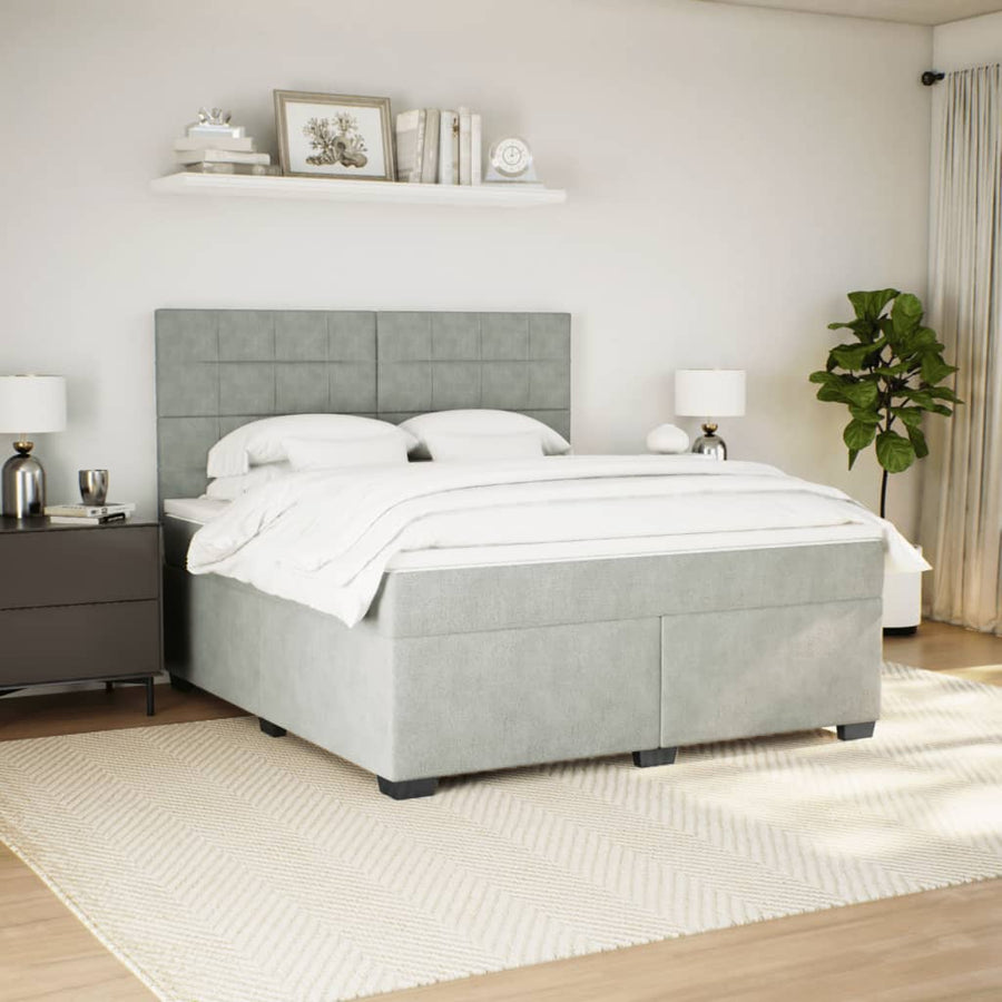 Boxspring met matras fluweel lichtgrijs 180x200 cm