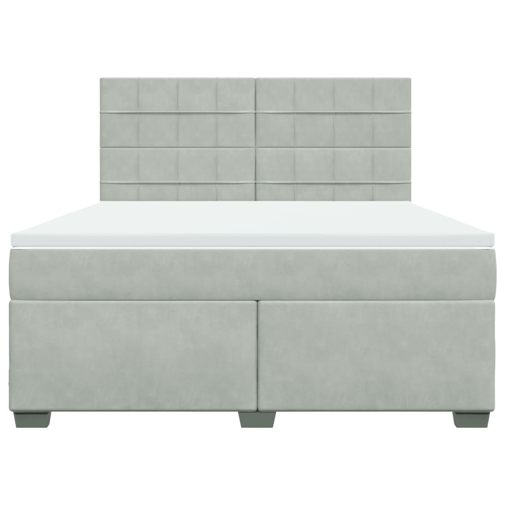 Boxspring met matras fluweel lichtgrijs 180x200 cm