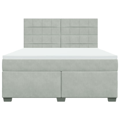 Boxspring met matras fluweel lichtgrijs 180x200 cm