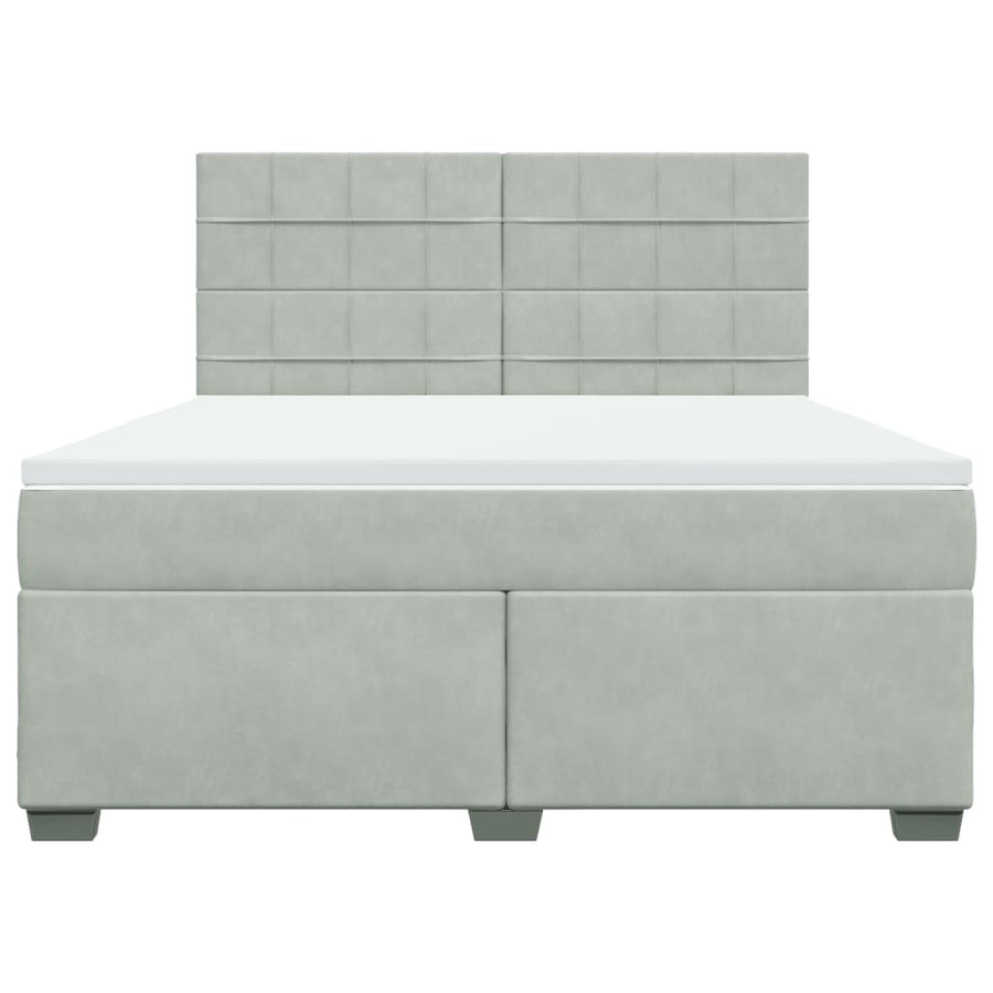Boxspring met matras fluweel lichtgrijs 180x200 cm