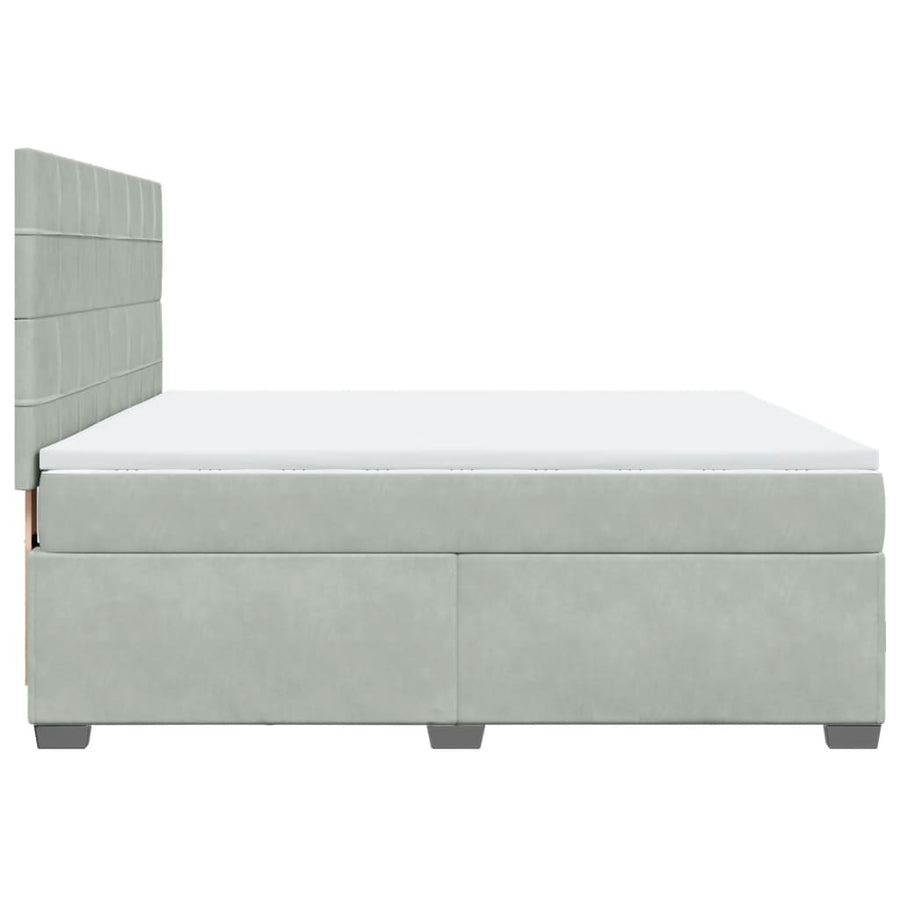 Boxspring met matras fluweel lichtgrijs 180x200 cm