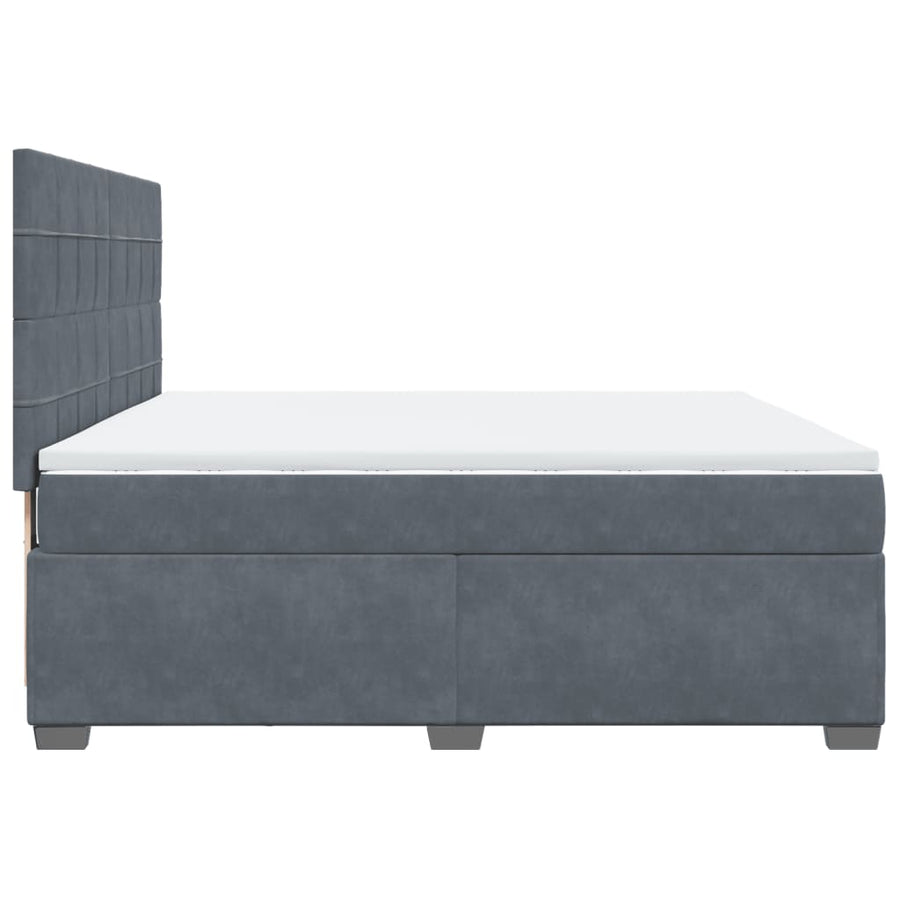 Boxspring met matras fluweel donkergrijs 180x200 cm