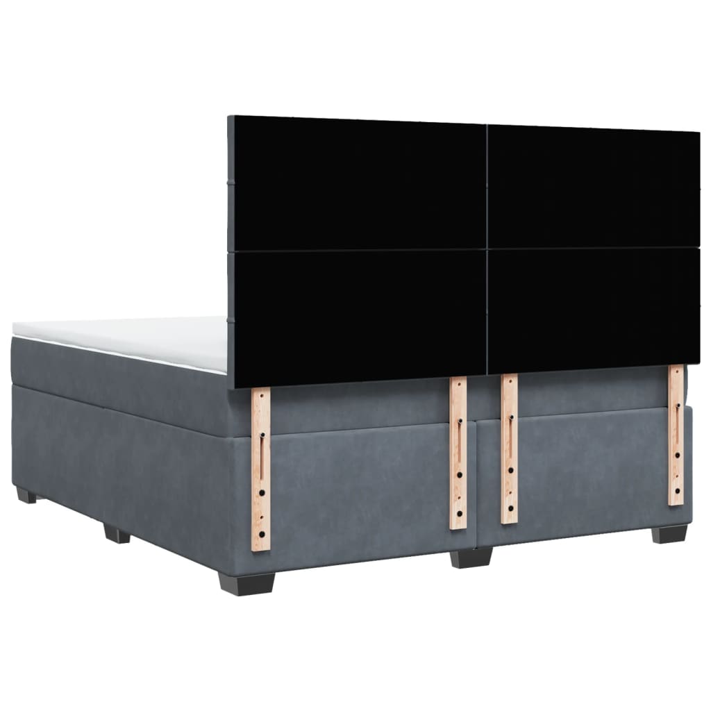 Boxspring met matras fluweel donkergrijs 180x200 cm