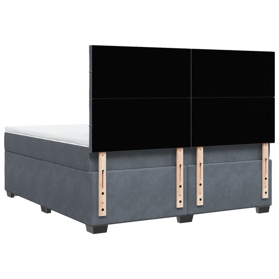 Boxspring met matras fluweel donkergrijs 180x200 cm