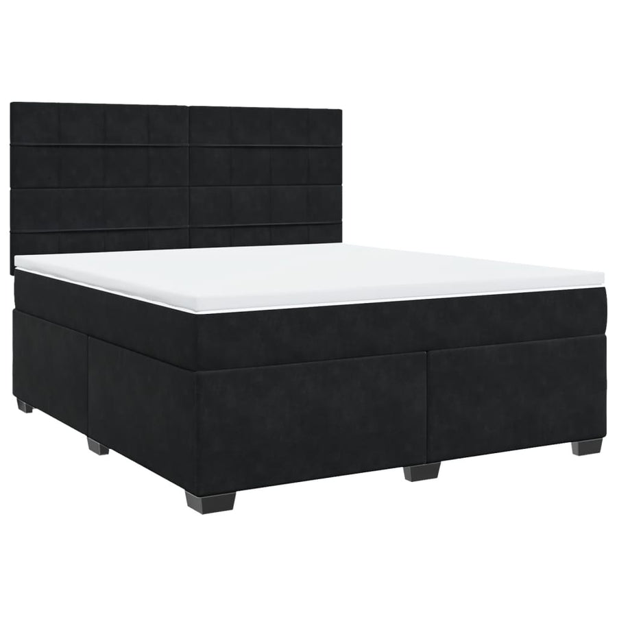 Boxspring met matras fluweel zwart 180x200 cm