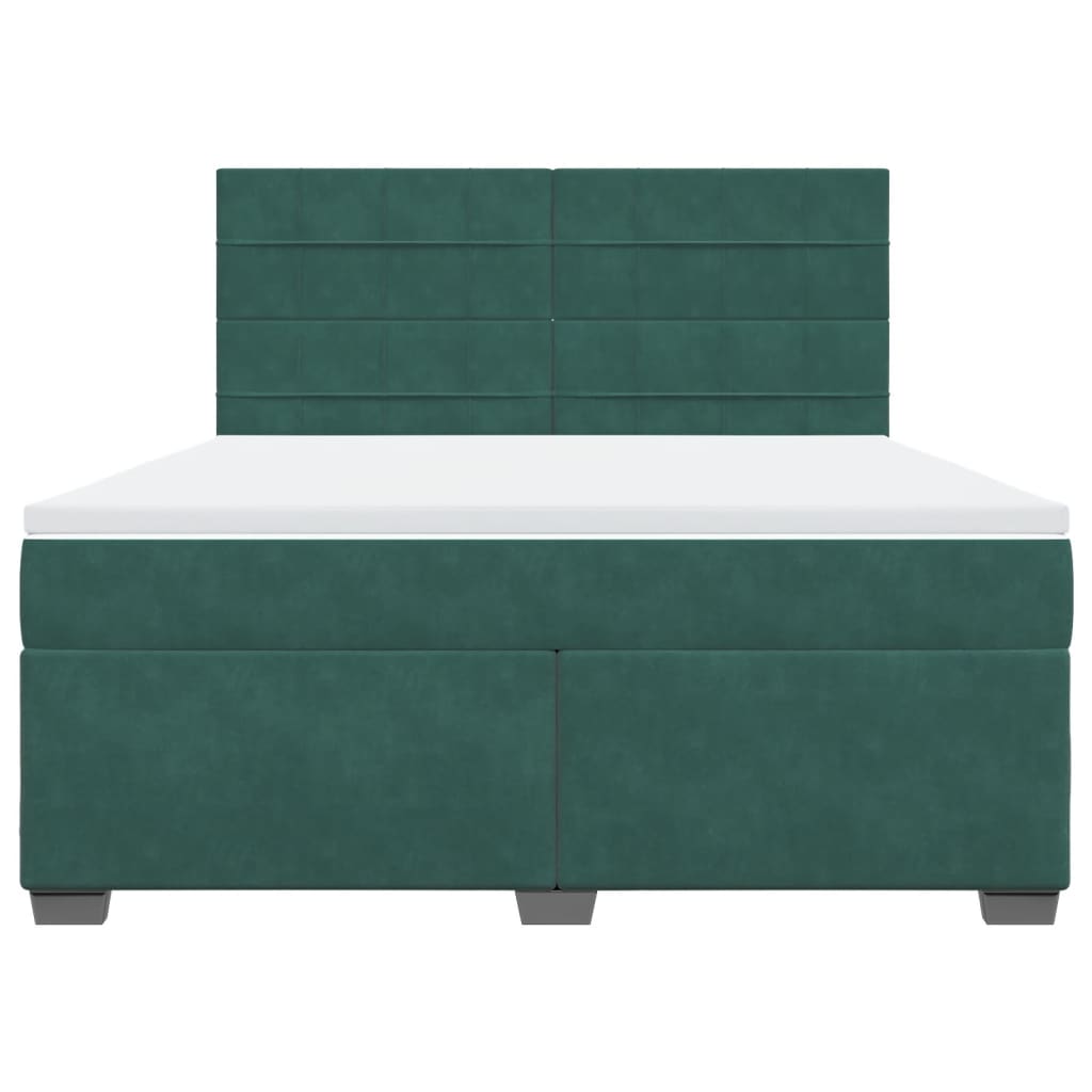 Boxspring met matras fluweel donkergroen 180x200 cm