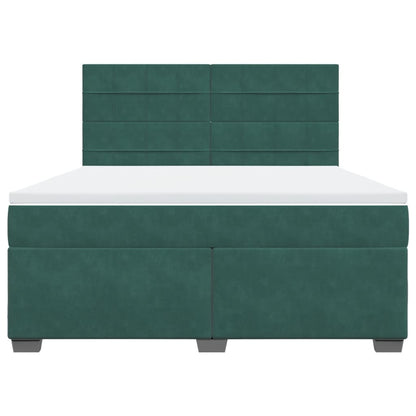 Boxspring met matras fluweel donkergroen 180x200 cm