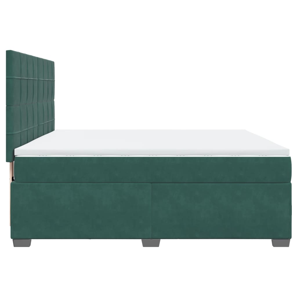 Boxspring met matras fluweel donkergroen 180x200 cm