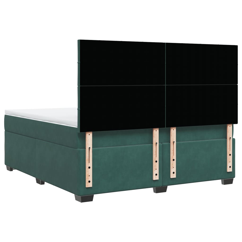 Boxspring met matras fluweel donkergroen 180x200 cm