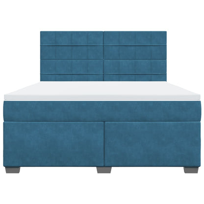 Boxspring met matras fluweel blauw 180x200 cm