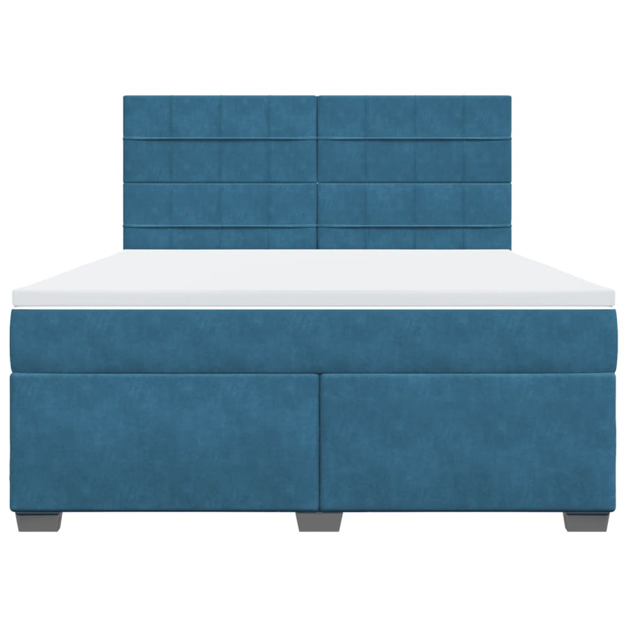 Boxspring met matras fluweel blauw 180x200 cm