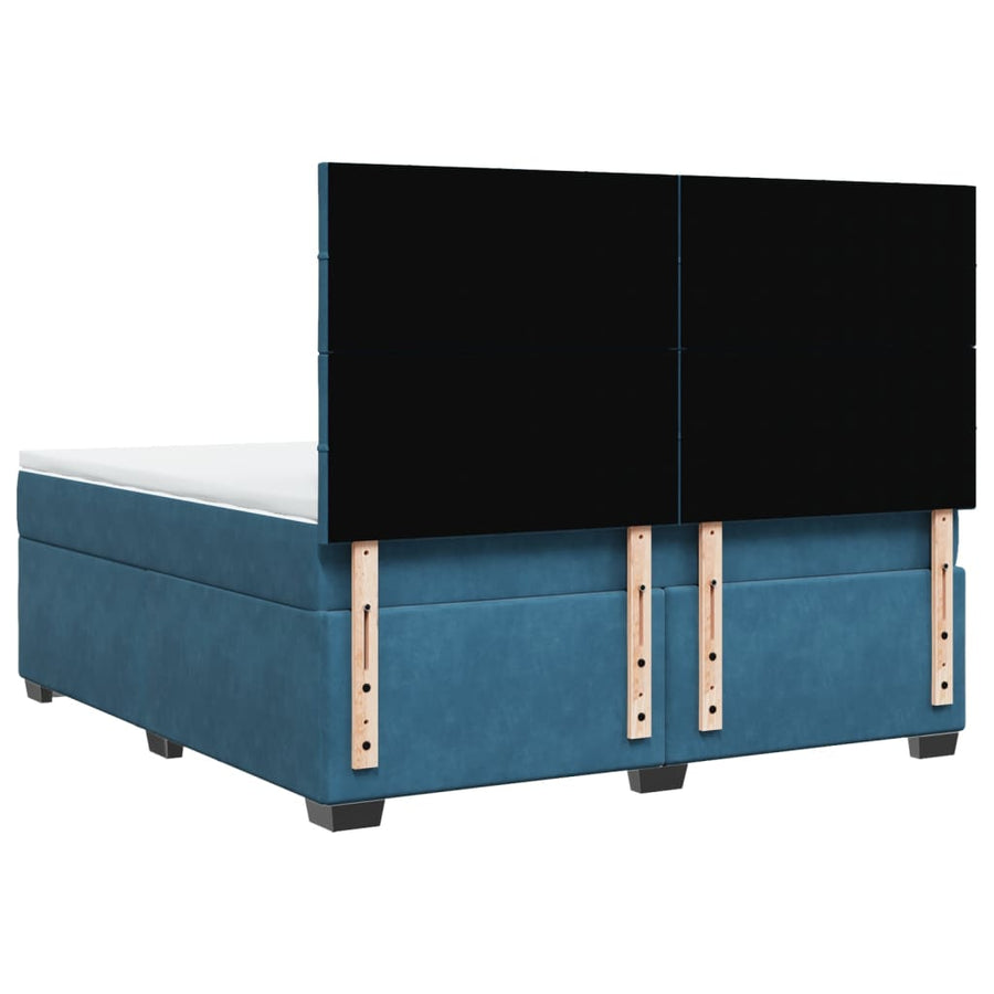 Boxspring met matras fluweel blauw 180x200 cm