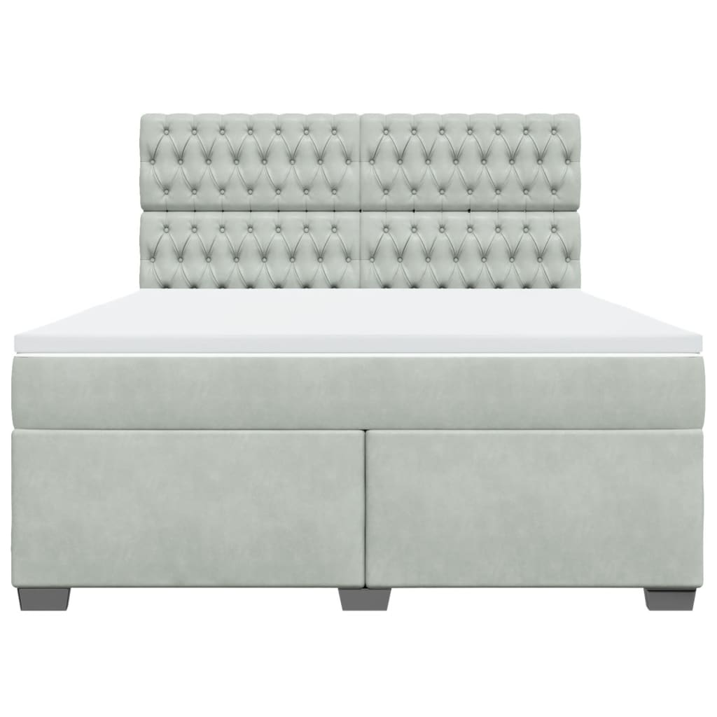 Boxspring met matras fluweel lichtgrijs 180x200 cm