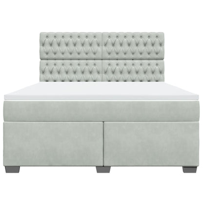 Boxspring met matras fluweel lichtgrijs 180x200 cm