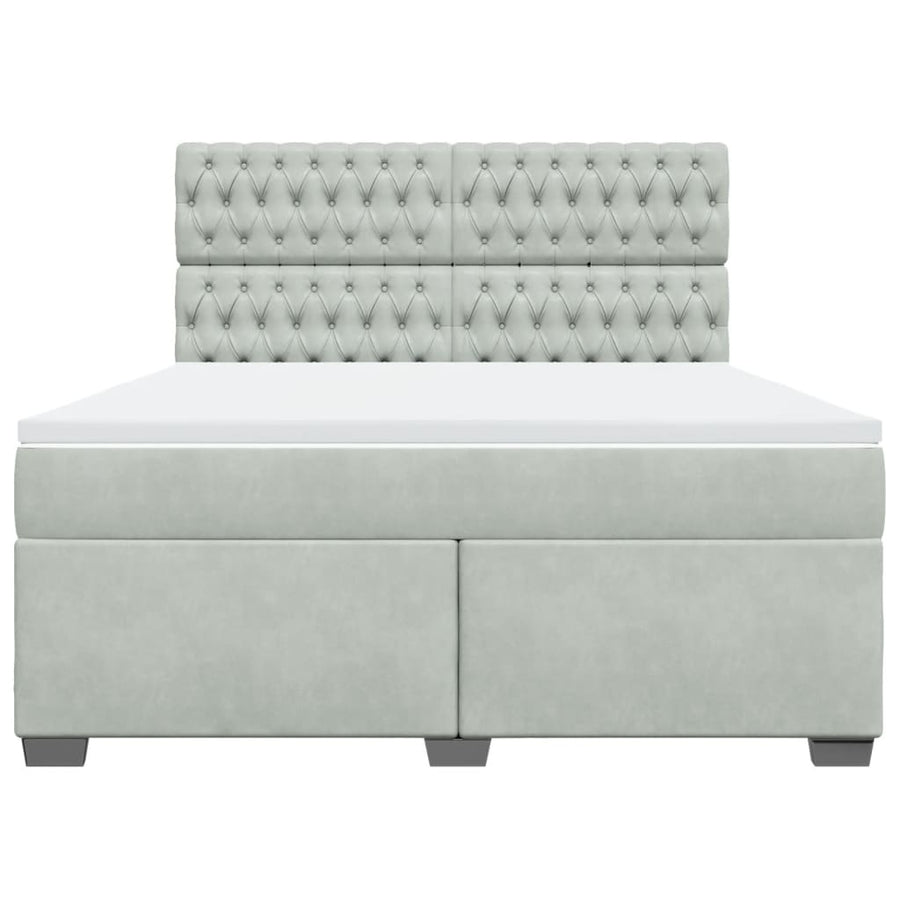 Boxspring met matras fluweel lichtgrijs 180x200 cm