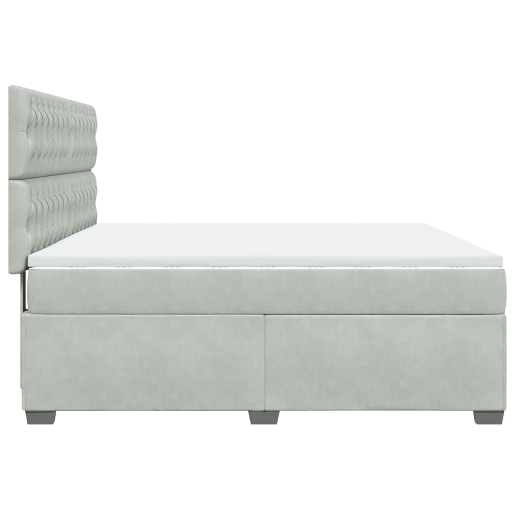 Boxspring met matras fluweel lichtgrijs 180x200 cm