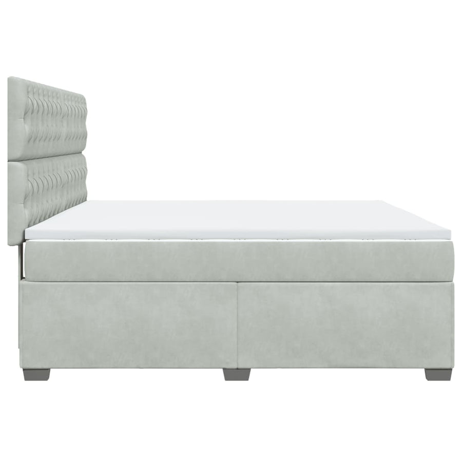 Boxspring met matras fluweel lichtgrijs 180x200 cm
