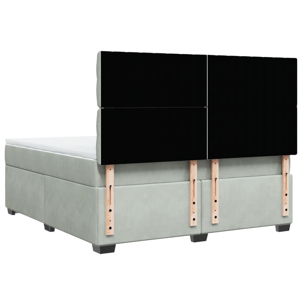 Boxspring met matras fluweel lichtgrijs 180x200 cm