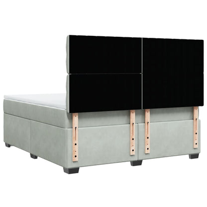Boxspring met matras fluweel lichtgrijs 180x200 cm