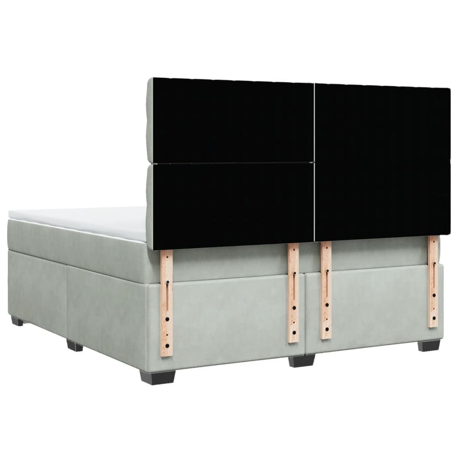 Boxspring met matras fluweel lichtgrijs 180x200 cm